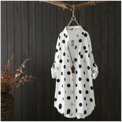 Women's Polka Dot Long Sleeve Shirt Classic Button Front Design Women's Comfortable Casual Shirt