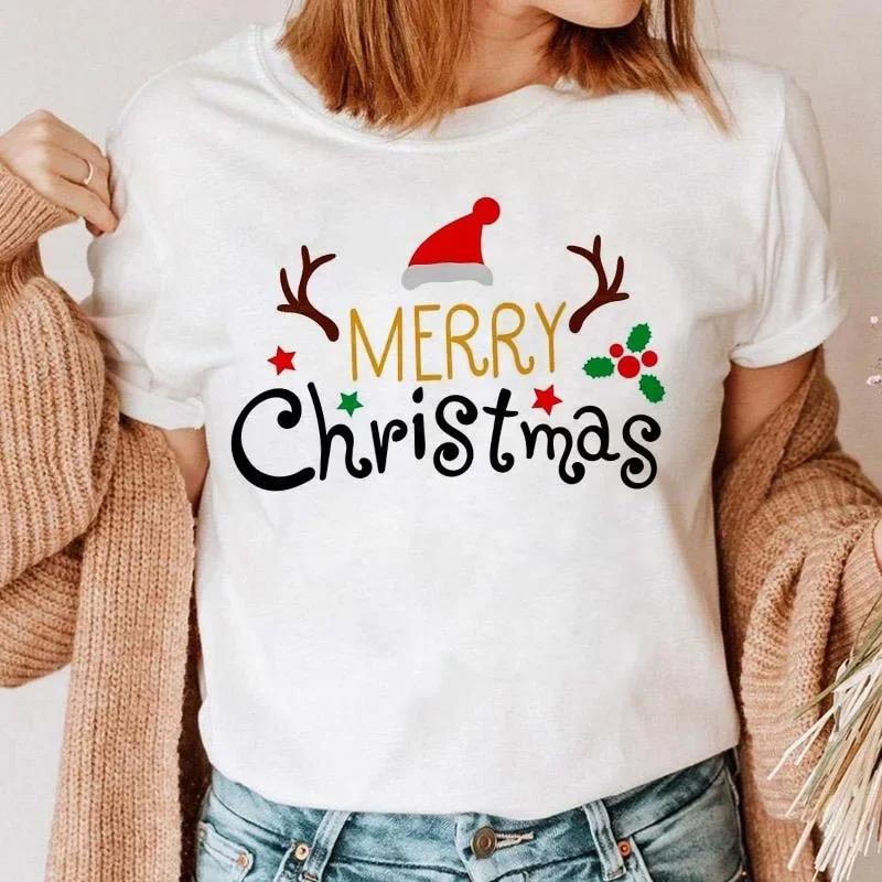 1PC Christmas Snowman Tshirt New Year Christmas Tree Tshirt 2025 Printed Tshirt Womens Shirt Clothing Tshirt