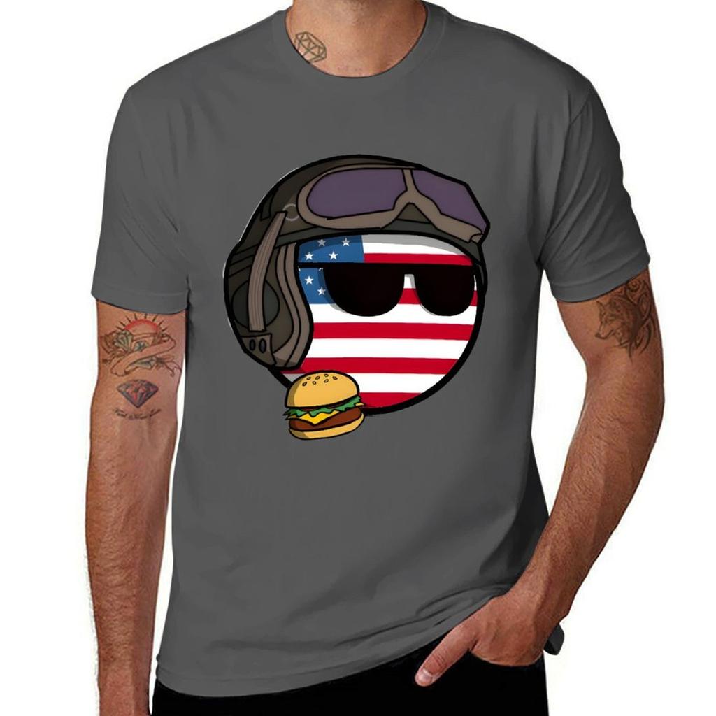 Usaball And Hamberger Tshirt Modern Print Casual Tshirt