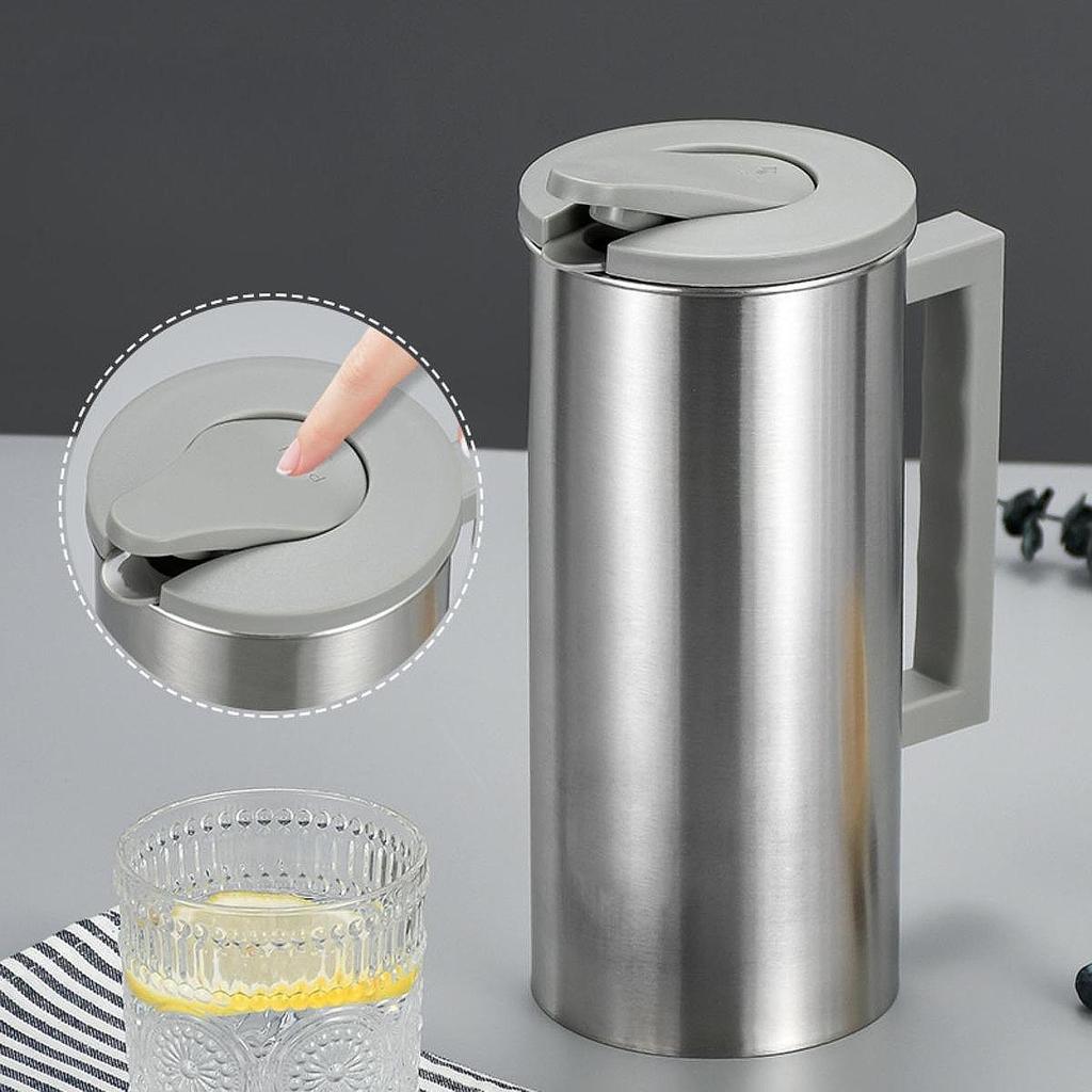 Large Capacity Water Pitcher Stainless Steel Tea Coffee Pot Thermal Drink Jug Metal Cup Alternative for Home Kitchen Office