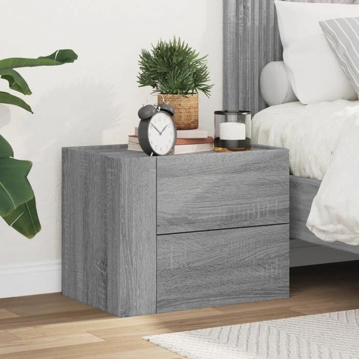 VidaXL Wall-mounted Bedside Table Sonoma Grey 45x30x35 Cm 848335