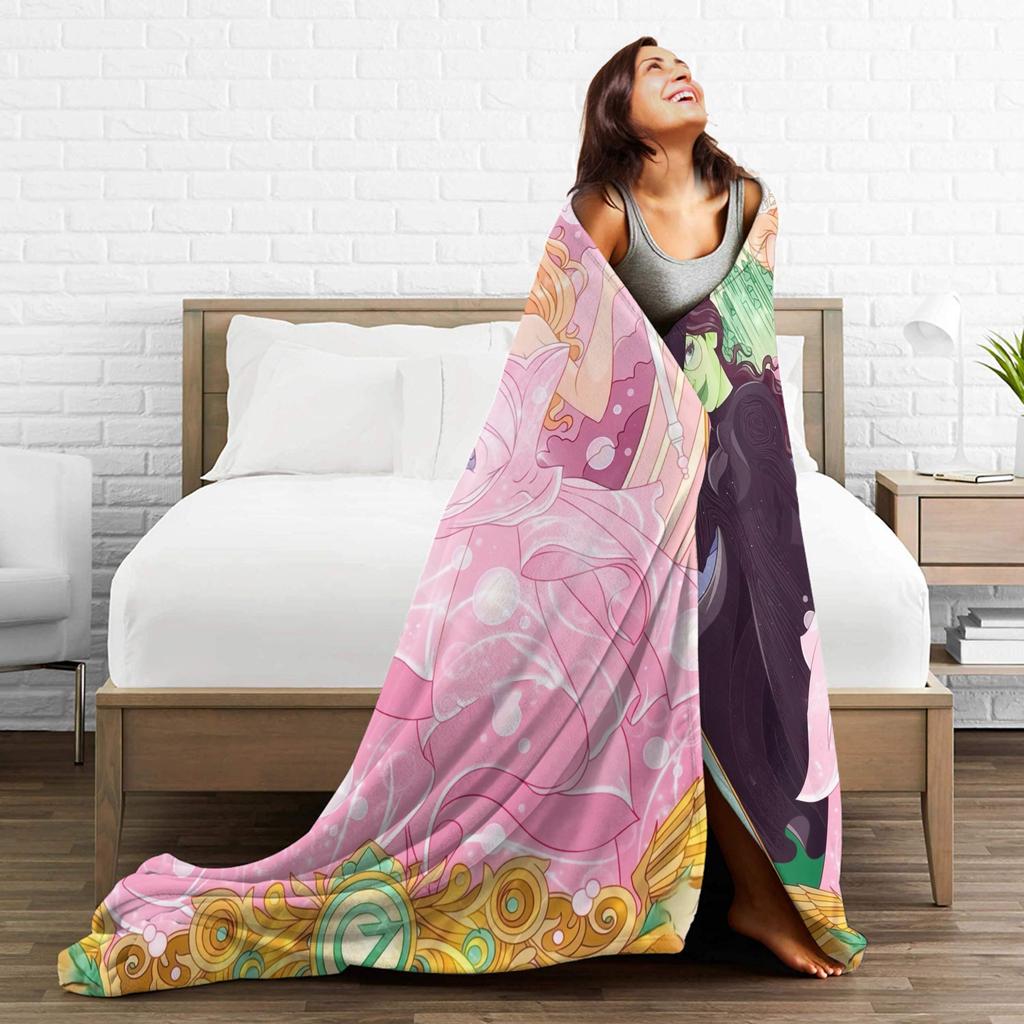 Wicked For Good Glinda and Elphaba Blanket Warm Soft Plush Bedding Throws For Living Room Decorative Flannel Bedspread Bed Cover