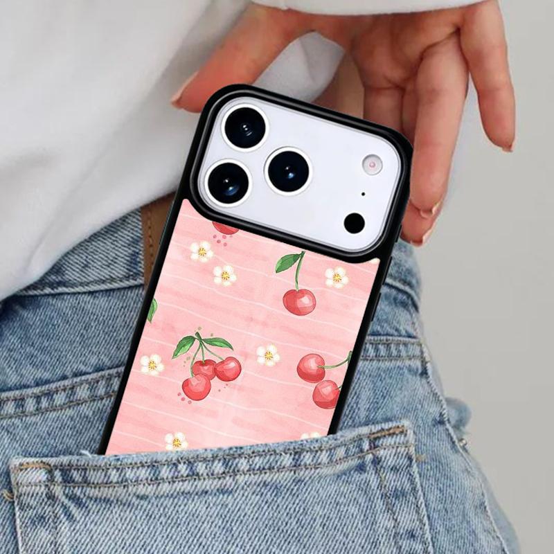 Cherry Fruit Phone Case for iPhone 16e 15 14 13 12 17 Pro Max Plus Air 17pro Cover Coque