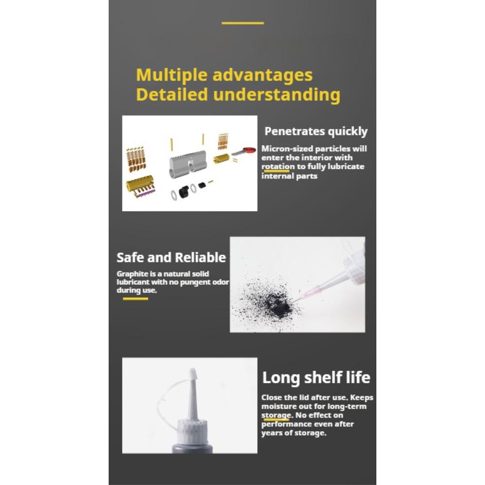 Lock Core Lubricant Powder Is A Practical Lock Repair Tool. Graphite Powder Door Lock Lubricant Can Be Used for Slide Rails and Door Shafts