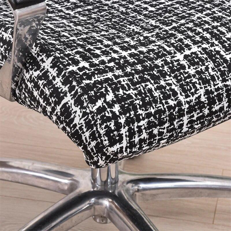 Geometrisk Kontor Datastol Trekk Blomstertrykt Kontorstol Slipcover med Glidelås Sklisikkert Roterende Spillsete Beskytter