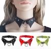 Gothic Punk Leather Choker Necklace with Dog Slave Ring for Women