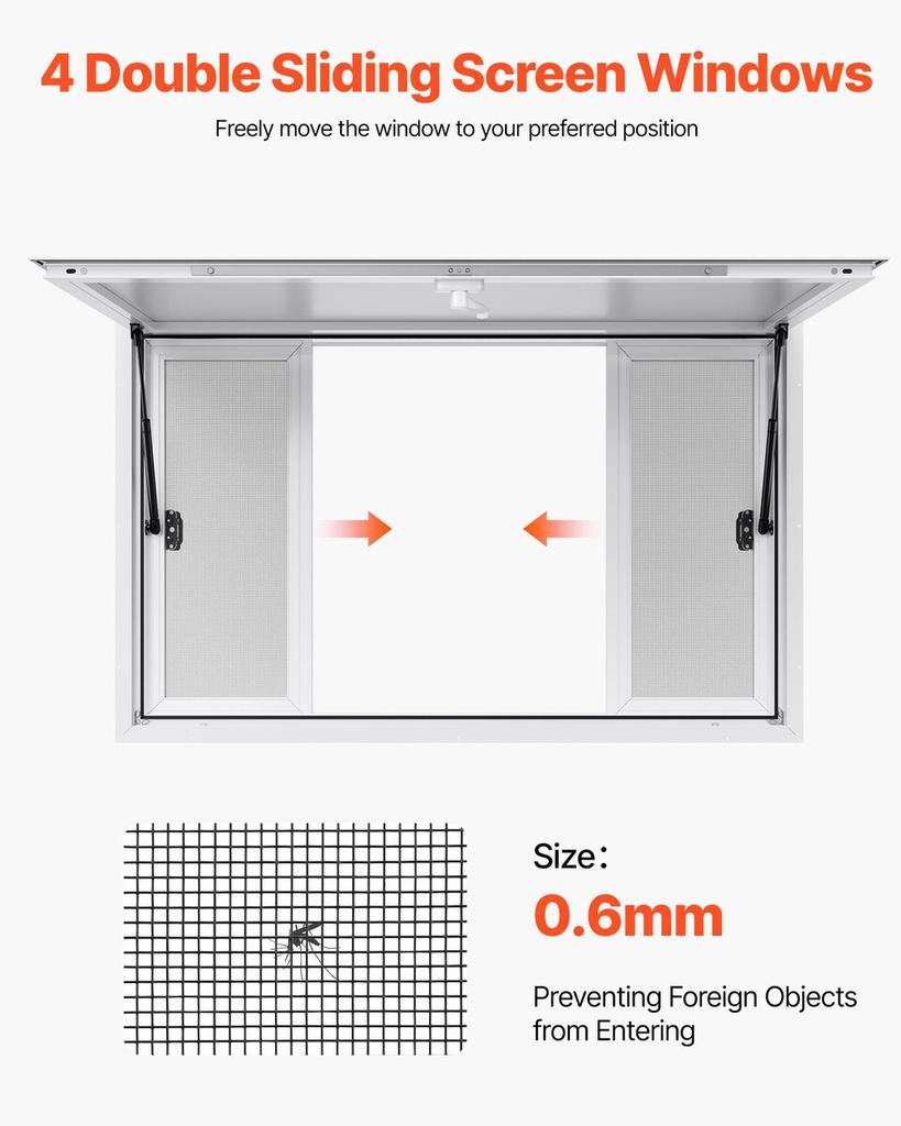 Verkaufsfenster 135x84 cm, Servicefenster aus Aluminiumlegierung für Food Truck, bis zu 85 Grad aufstellbares Bedienfenster mit 4 Schiebefenstern, Markisentür,