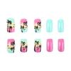 24 Pcs Coconut Tree Stick On Nail Gradient Artificial Nail Short Square False Nail Glossy Press On Nail for Woman Girls