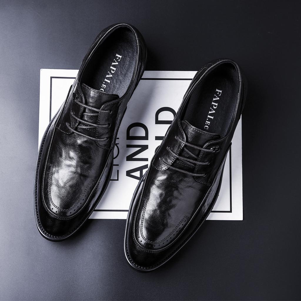 Wenzhou High-end Leather Shoes Men's Genuine Leather Business Dress Korean Version of British Casual High-end Work Groom Wedding Shoes