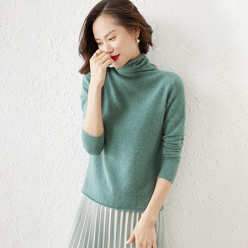 Andy Velvet Pile Collar Sweater for Women In Autumn and Winter Soft and Glutinous Skin-friendly Base Shirt Simple Atmospheric Warm Pullover Sweater