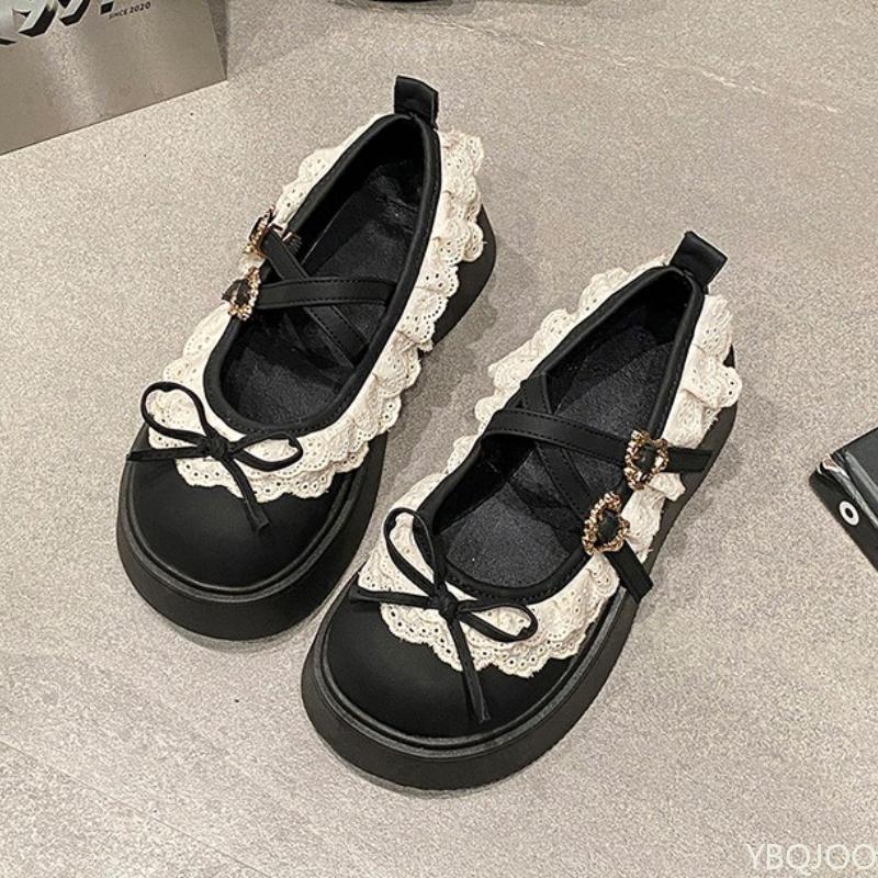 Fashion Mouth Thick Sole Single Shoe for Women's Spring New Style Simple Comfortable Versatile Small Leather Shoes Daily Casual