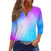Women's T Shirt Tee Print Button 3/4 SleeveDaily Weekend Fashion Basic V, Neck Regular Top