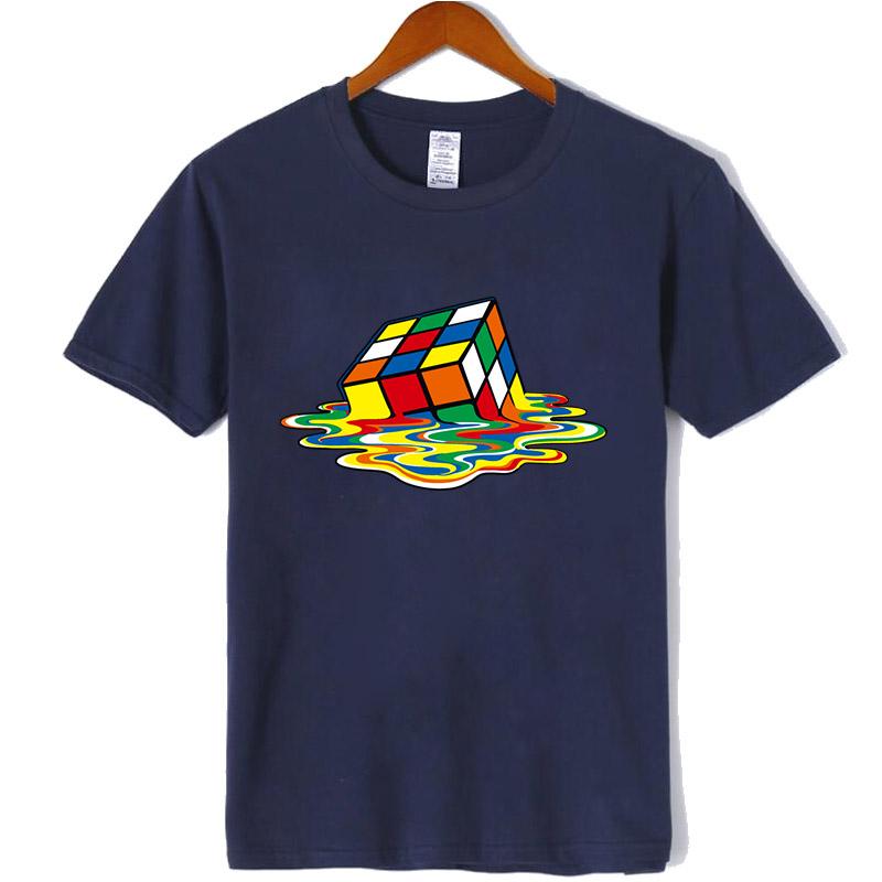 Summer 100% Cotton Magic Square Printing O-neck T-shirts Casual Cool Hip Hop Short Sleeved Men's T-shirts
