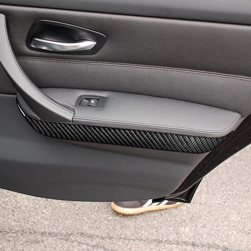 For BMW 3 Series E90 2006-2011 Carbon Fiber Door Inner Armrest Panel Trim Strips Interiors Car Accessories Decoration Sticker