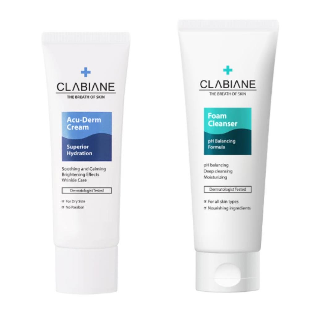 CLABIANE Accuderm Cream Gift Set (Accuderm Cream 40ml + Foam Cleanser 150ml) Soothing & Skin Barrier Repair Kit