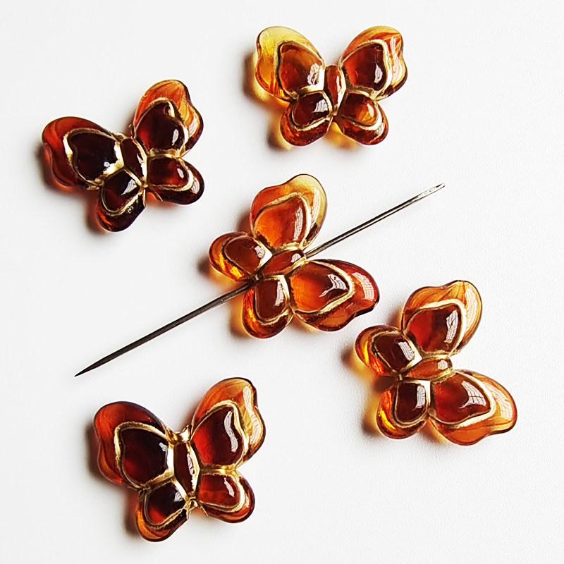 Retro Amber Gold-Inlaid Rose Mirror Heart Beading Supplies