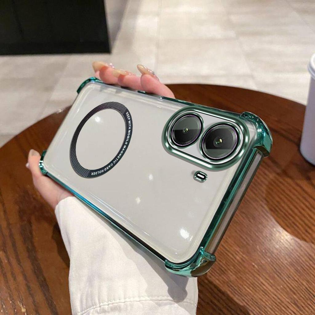 Case for Xiaomi POCO X7 Pro 5G,M7 4G Clear Magnetic Casing Electroplated Lens Frame Phone Cover
