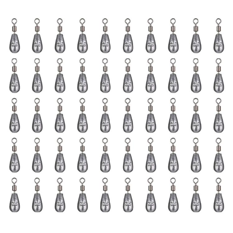 50pcs Bass Casting Fishing Weights Sinkers Fishing Tackle Accessories Fishing Bottom Sinkers Weight 360 Degree Rotating