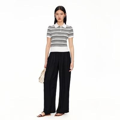Top de Tricô Listrado Feminino Slim Fit