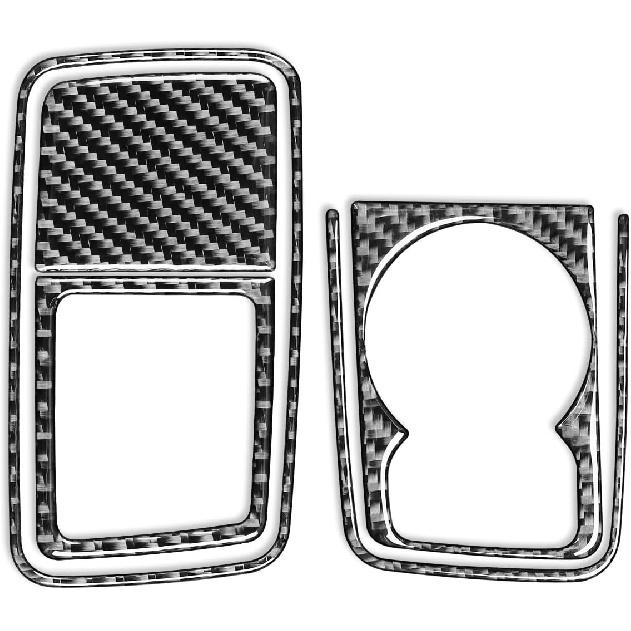 Carbon Fiber Headlight Switch and Air Vent Trim for Dodge RAM 1500 2500 3500 2013-2018,Dashboard Light Control Panel & AC Outlet Frame Sticker