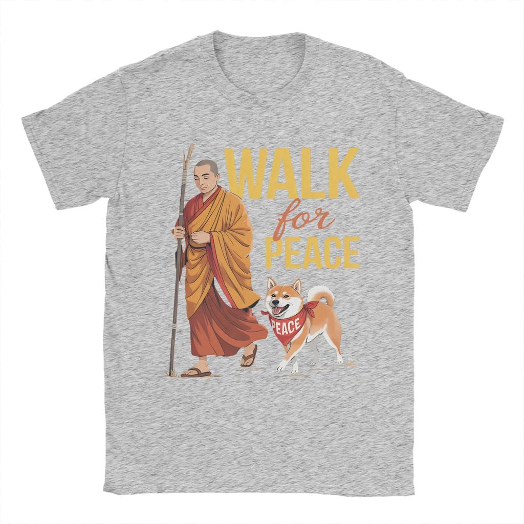 Peace Walking Monks And Aloka Dog Walk for Peace Men T Shirt Amazing Tees Short Sleeve O Neck T-Shirt Cotton Summer Clothes