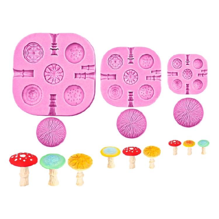 3 st Realistisk Svamp Silikon Tårtform För Bakning Dekorationer Fondant Choklad Och Hantverksuppgifter