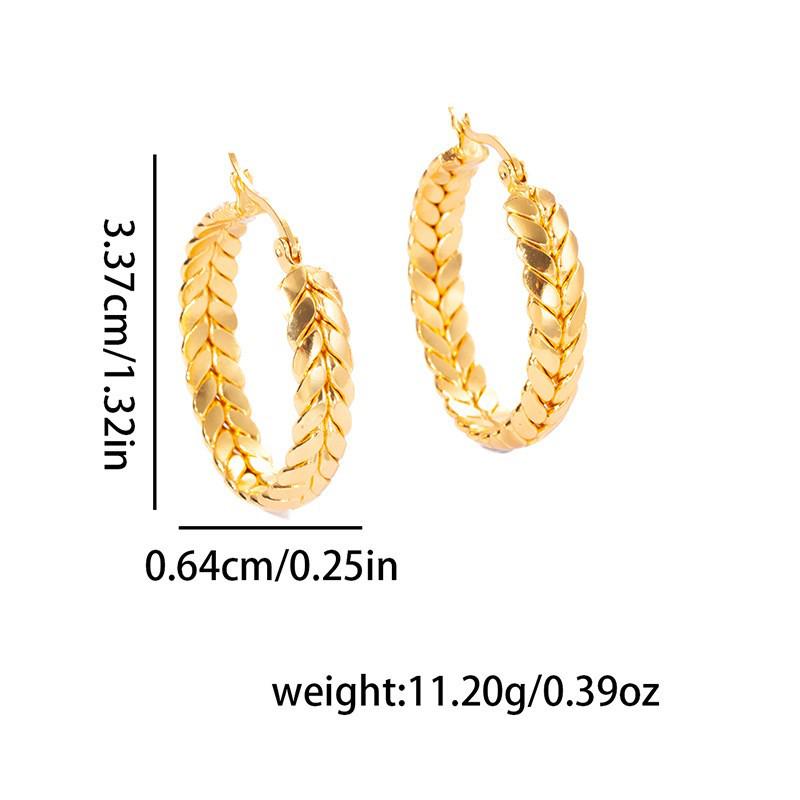 Titanium Steel Wheat Ear Earrings - Light Luxury, High-End Feel, Colorfast Niche Hoops, In Stock.