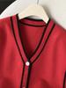 European & American V-neck Color Block Fleece Knit Vest - Autumn Loose Fit