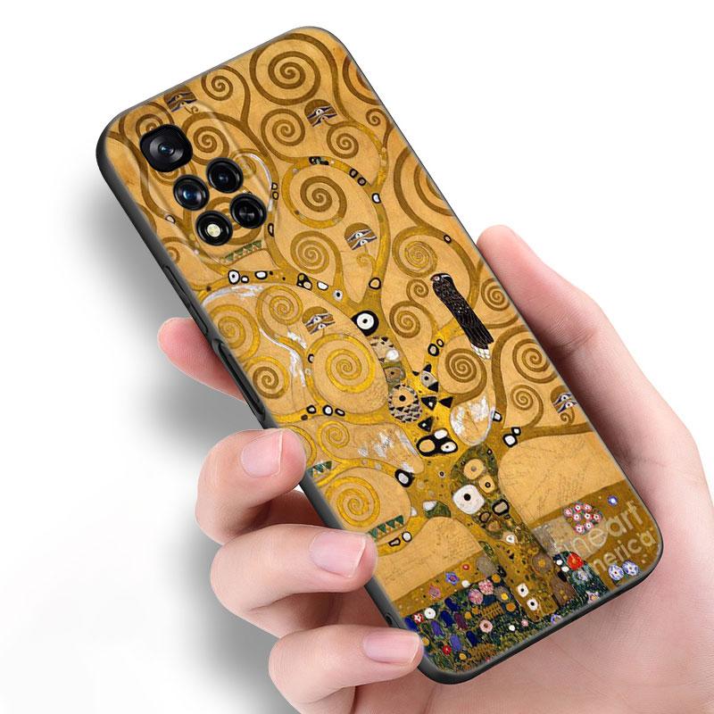 Art Gustav Klimt Black Silicone Phone Case For Xiaomi POCO X3 X4 NFC F5 M3 M4 M6 X5 X6 Pro F3 F4 GT 5G C55 C65 M5