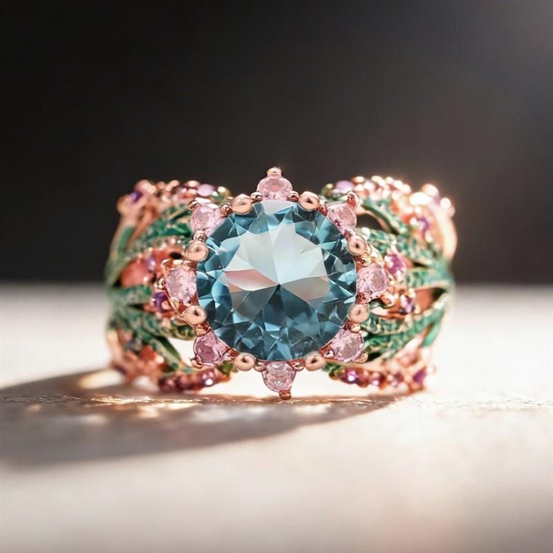 Huitan Delicate Flower Ring for Women Engagement Accessories with Brilliant Cubic Zirconia Exquisite Wedding Jewelry Gift