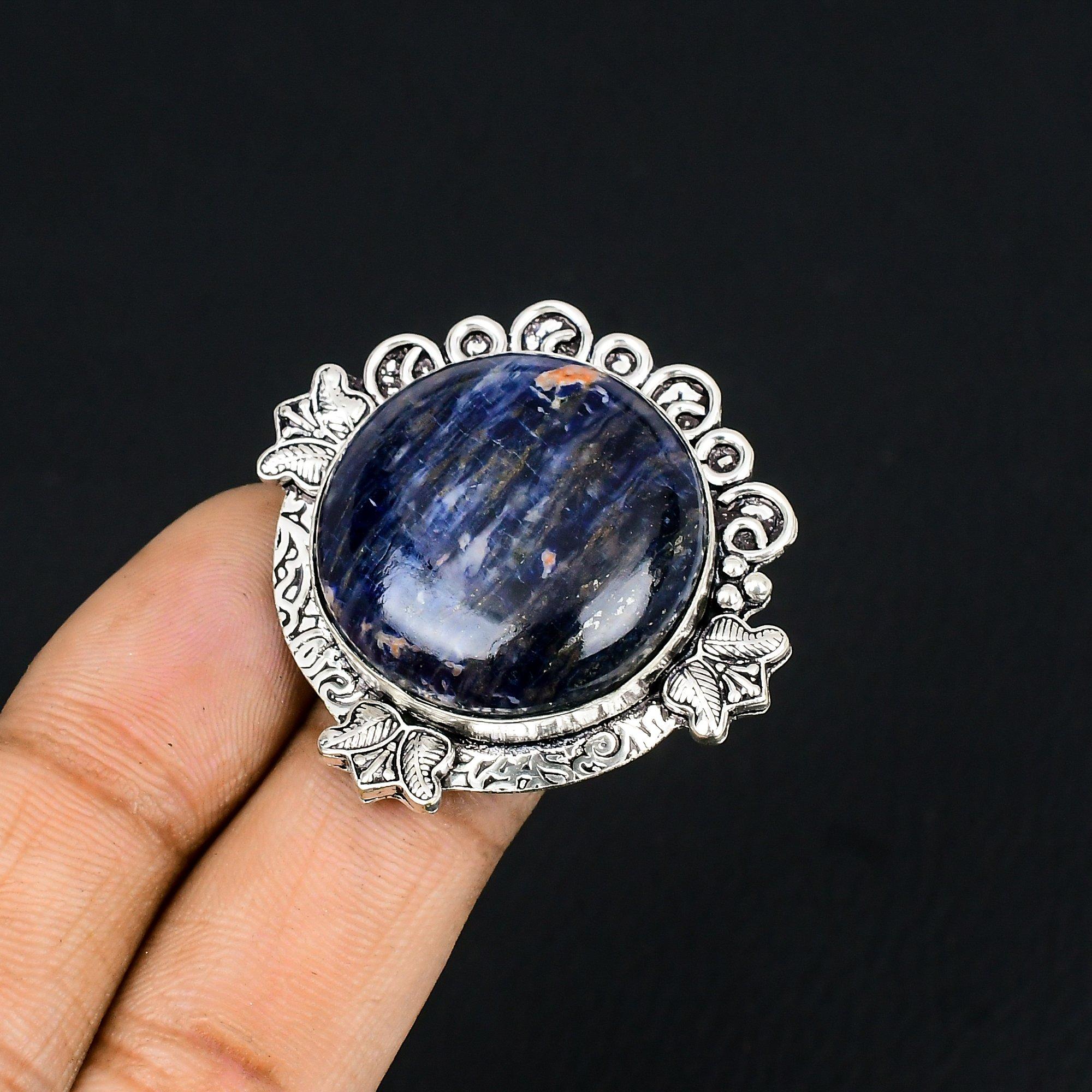 Birthday Gift For Her Natural Sodalite Gemstone Stackable Ring Size 7 925 Silver 7