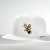 Angry Cartoon Bee Graphic White Snapback Cap Polyester Adjustable Flat Brim Hat Outdoor Streetwear Unisex