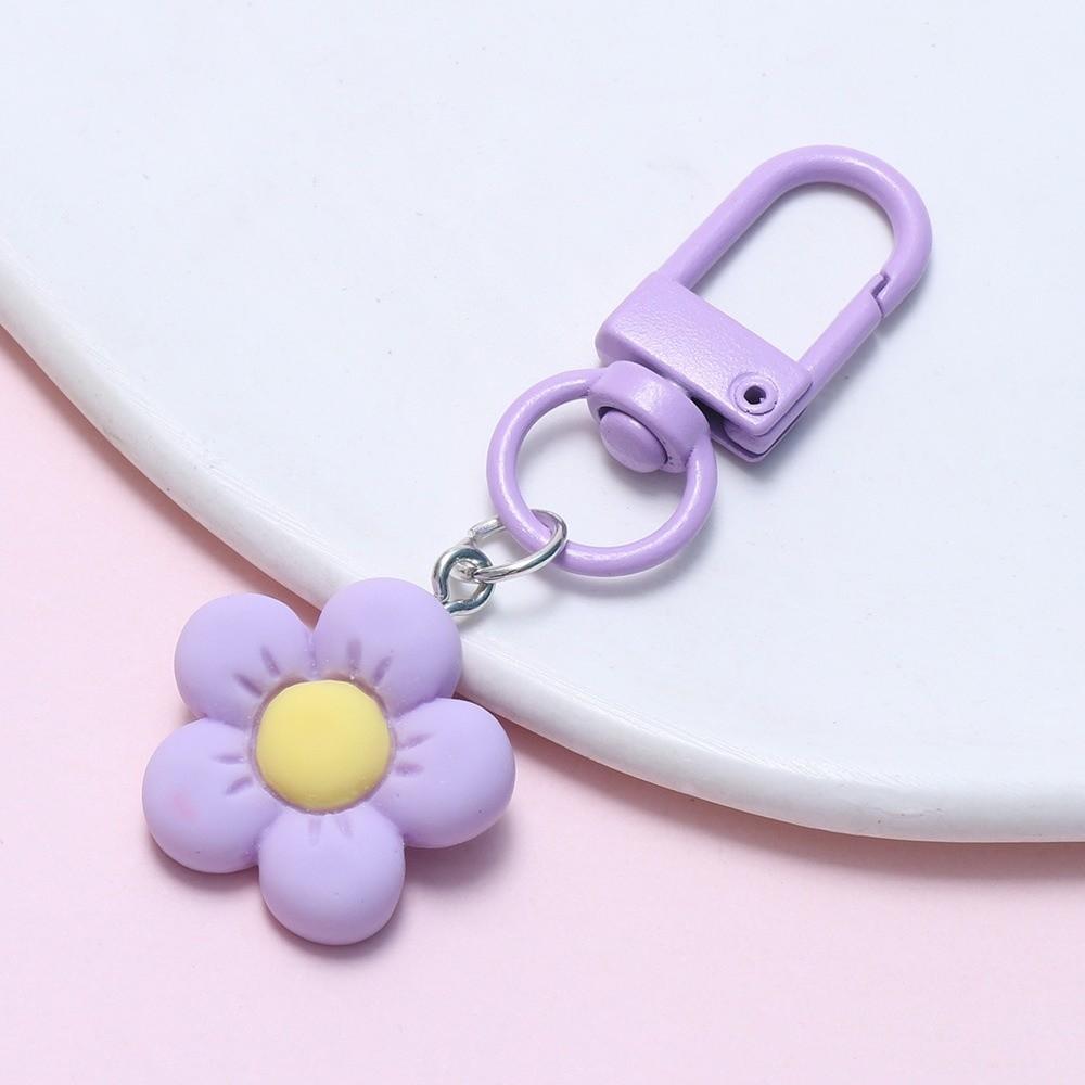 Kawaii Cartoon Colorful Flower Resin Flower Charm Accessories Keychain Backpack Hanging Decoration Bag Charms