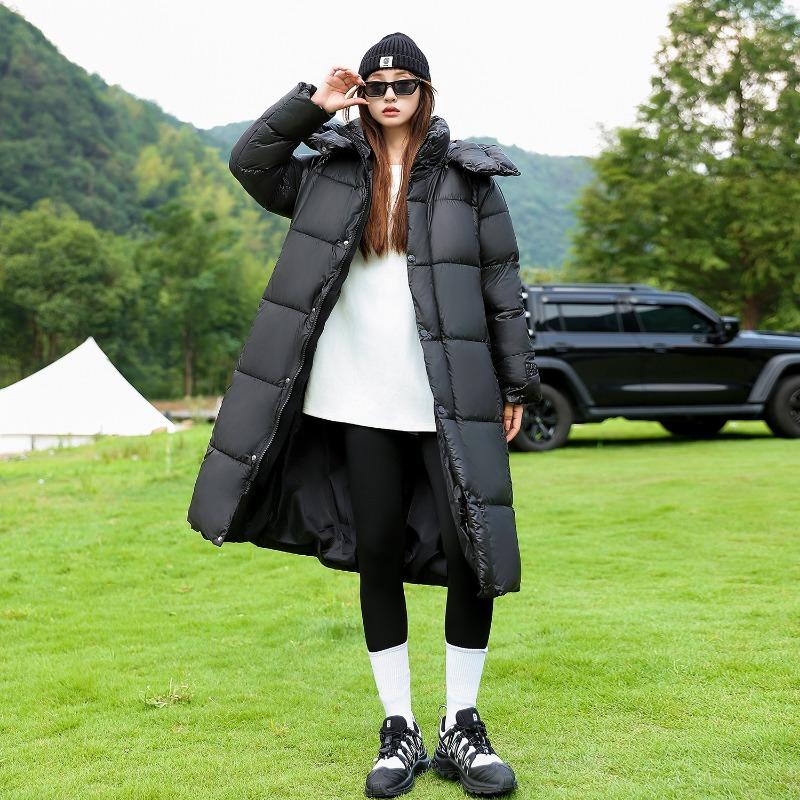 Wide version of the new down cotton clothes, hooded thickened warm cotton clothes, medium and long cotton clothes for women