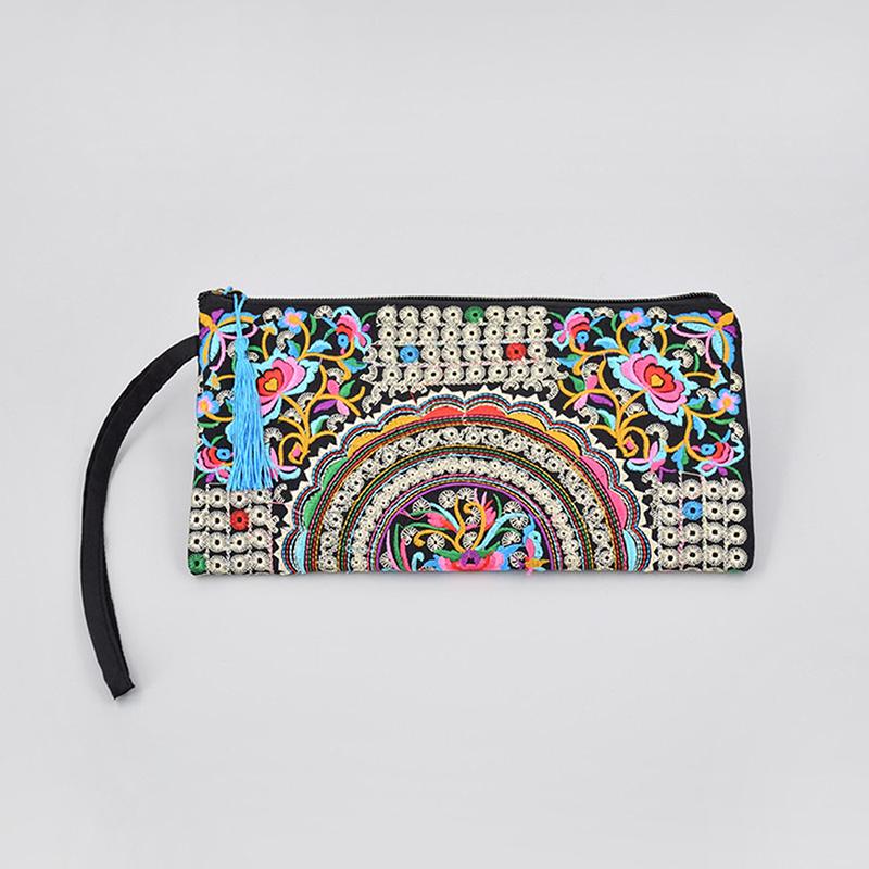 Vintage Ethnic Style Embroidered Clutch Bag Retro Wallet Clutch Bag Female Handbag Dinner Carrying Bags Phone Bags