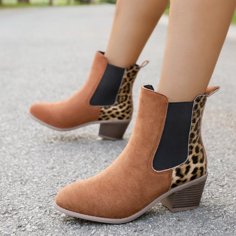 

Трендовые ботильоны на толстом каблуке с леопардовым принтом, женственные замшевые модные ботильоны 43