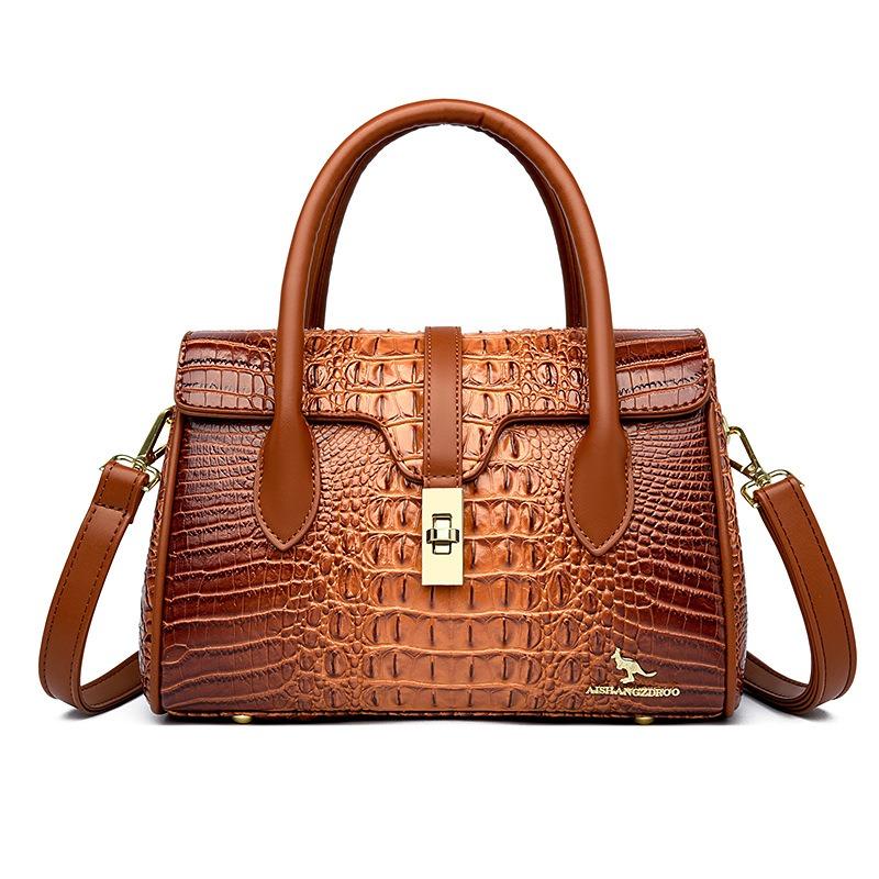 Crocodile pattern women's bag mother handbag new fashion women's large capacity shoulder crossbody light luxury