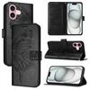 Für iPhone 16 Brieftasche Hülle mit Handschlaufe Schmetterlingsprägung Leder Handyhülle