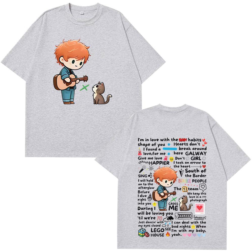 Vintage Tshirt Ed Sheeran European Tour 2025 Graffiti Pattern T Shirt Unisex Unisex Cotton Short Sleeve Oversized Fashion Tshirts