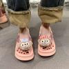 Thick Bottom Heightening Flip-flops Women Wear Korean Version of Cute Cartoon Shirley Mei Pinched Feet Beach Cool Slippers In Summer