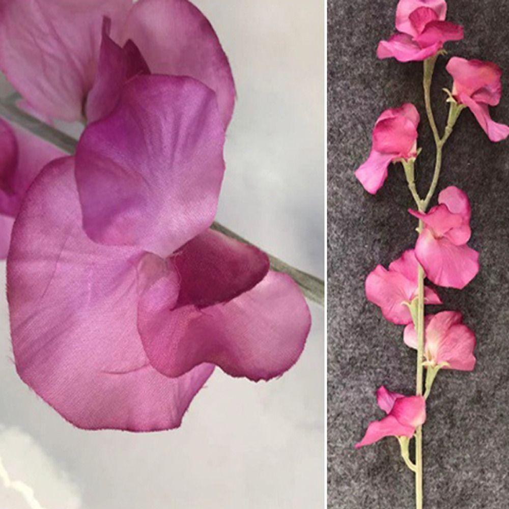 63cm Simulation Pea Flower Flocked Artificial Bouquet New Fake Flower  Wedding Party Decor