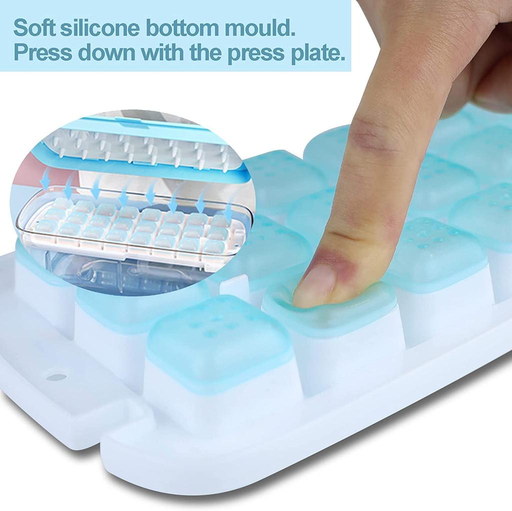 Smalody Ice Cube Silicone Ice Square Ice with Small Easy to Remove Soft Durable for Suitable for Home Use Tray, Maker, Ice, Cubes, Lid, Dividers, Ice,