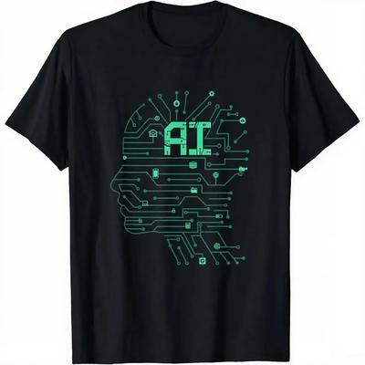 AI Sztuczna Inteligencja Informatyka Technologia Programista Koszulka Bawełniana Unisex Letnie Streetwear Topy Koszulki z Nadrukiem