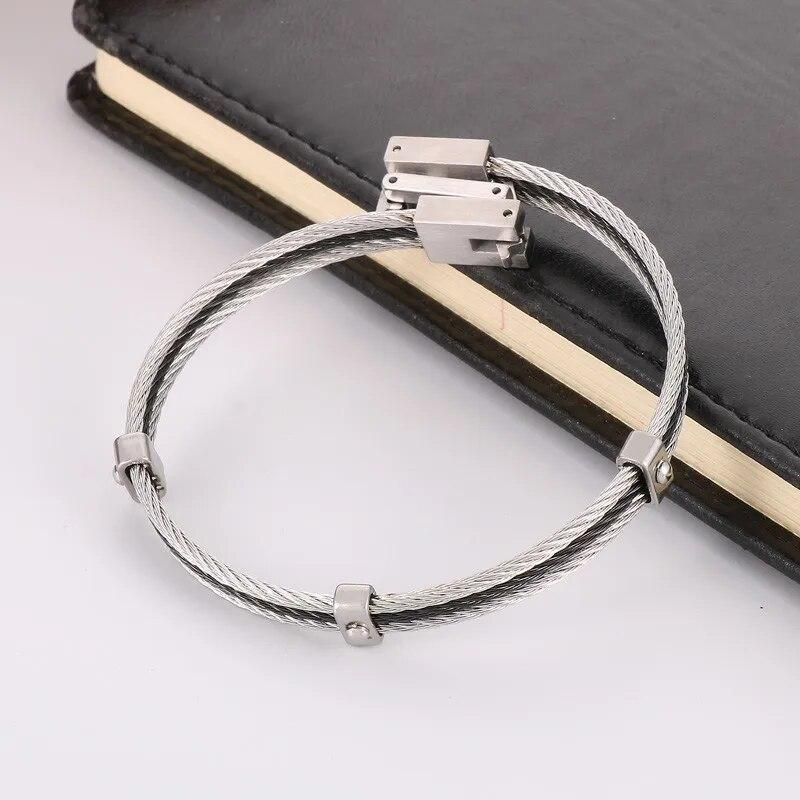 6MM Premium Wire Rope Woven Multilayer Bracelet for Men Punk - Sturdy Stainless Steel In Silver/Gold Color Party Jewelry Gift