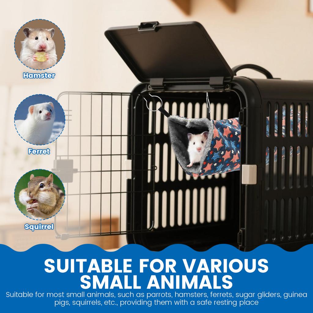 2 Pcs Ferret Hammock Polyester Guinea Pig Hammock with Loop and Tunnel Practical Pet Cage Accessories for Parrot Squirrel Mouse