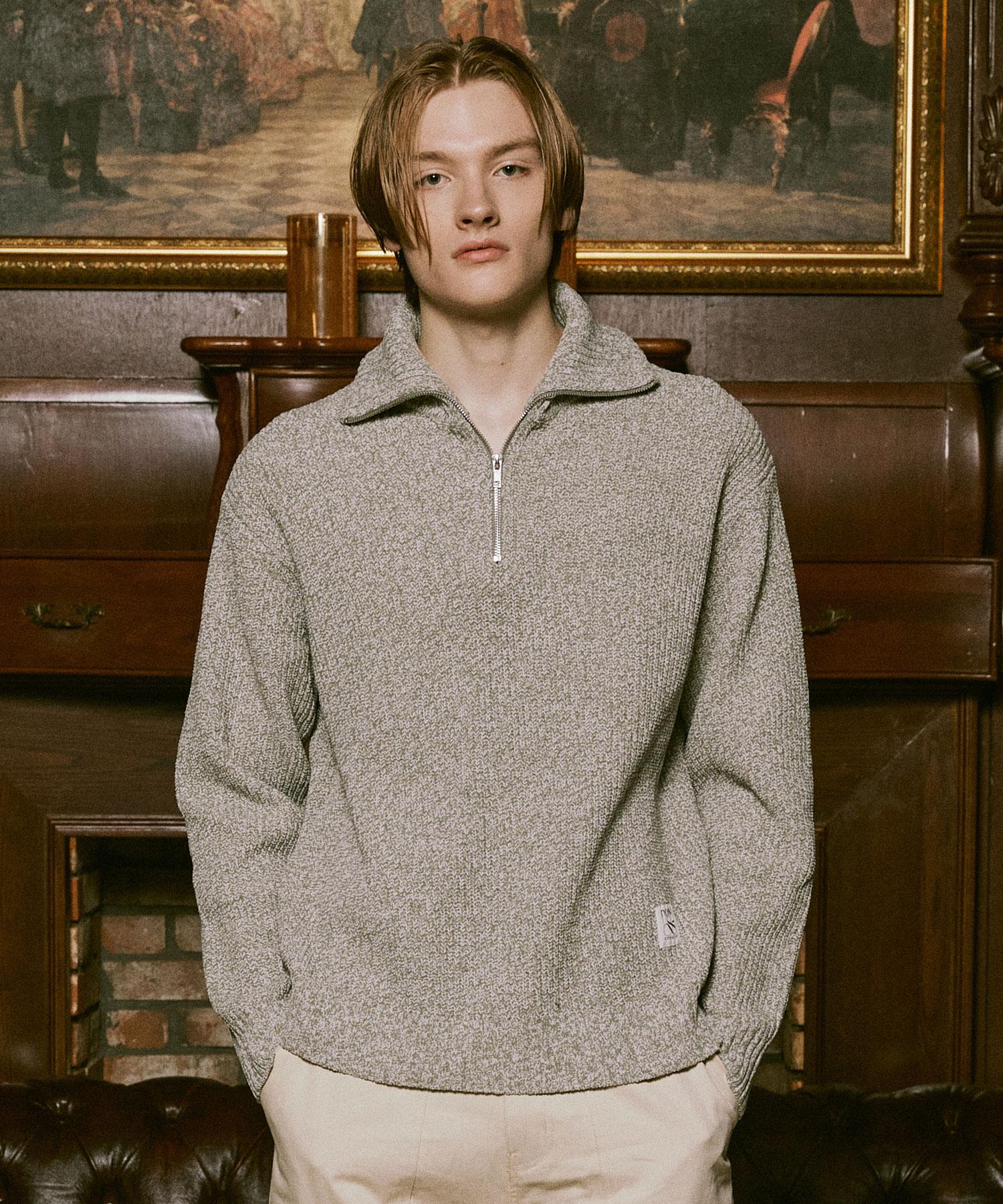 Now And Tomorrow Half Zip-Up Pullover [3 Color] Beige/Free