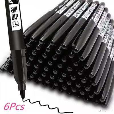 6 Pçs/set 1.5mm Caneta Marcador Ponto Fino À Prova D' Água Preto Azul Tinta Vermelha Escola Escritório Arte Papelaria
