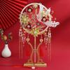 Long Handle Wedding Show Fan Antique Style Bride Hand Held Fan Bride Group Fan  Home Decoration