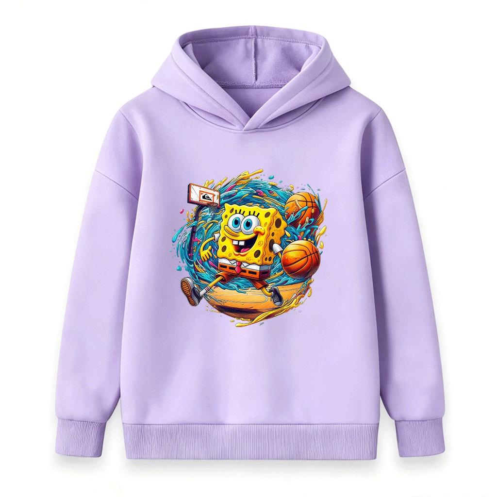 Kids Boys Girls Sponge Basketball Cartoon Print Hoodie Casual Long Sleeve Pullover Sweatshirt Tops for Children