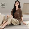 Pajamas with Chest Pads Women's 1011 New Summer Modal Cotton Short-sleeved Cropped Pants Can Be Worn Outside Loungewear In Summer
